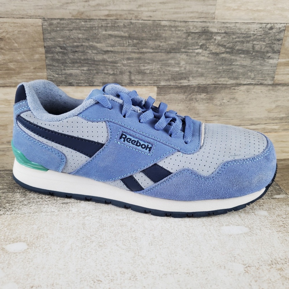 Reebok Harman Womens Work Shoes Sz 10 B Light Blue Suede Composite Toe Sneakers
